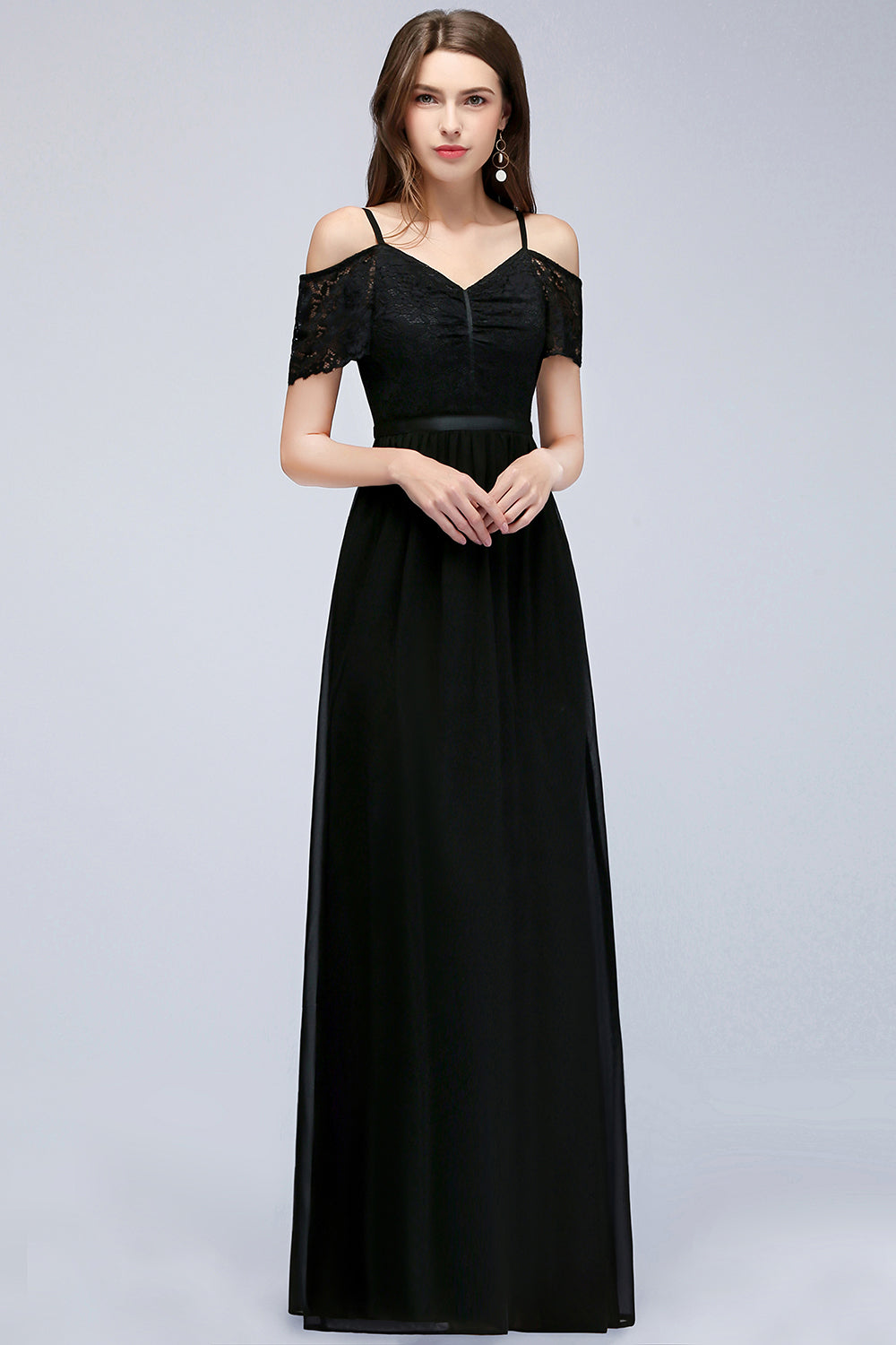 Affordable Off-the-shoulder Black Lace Bridesmaid Dresses - Fashionpara