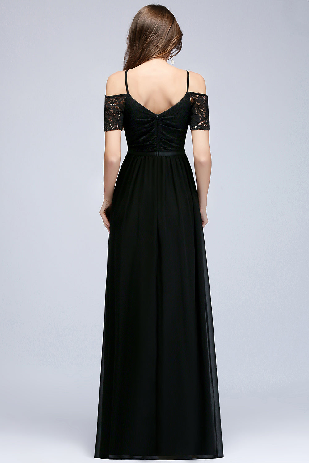 Affordable Off-the-shoulder Black Lace Bridesmaid Dresses - Fashionpara