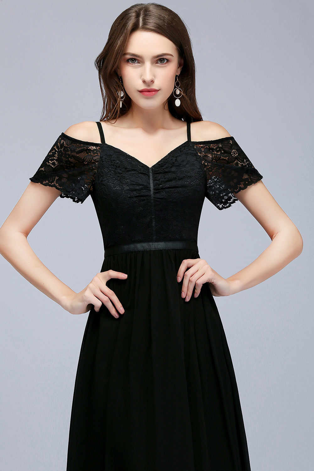 Affordable Off-the-shoulder Black Lace Bridesmaid Dresses - Fashionpara