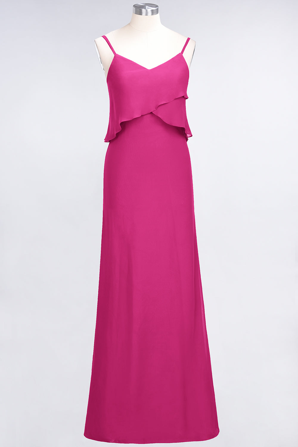 Affordable Spaghetti-Straps V-Neck Burgundy Chiffon Bridesmaid dresses - Fashionpara