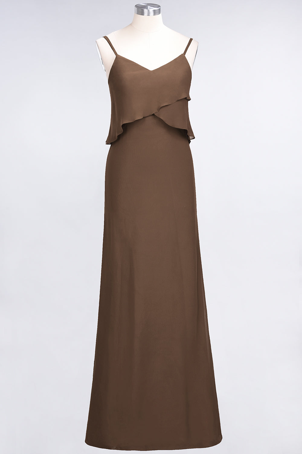 Affordable Spaghetti-Straps V-Neck Burgundy Chiffon Bridesmaid dresses - Fashionpara