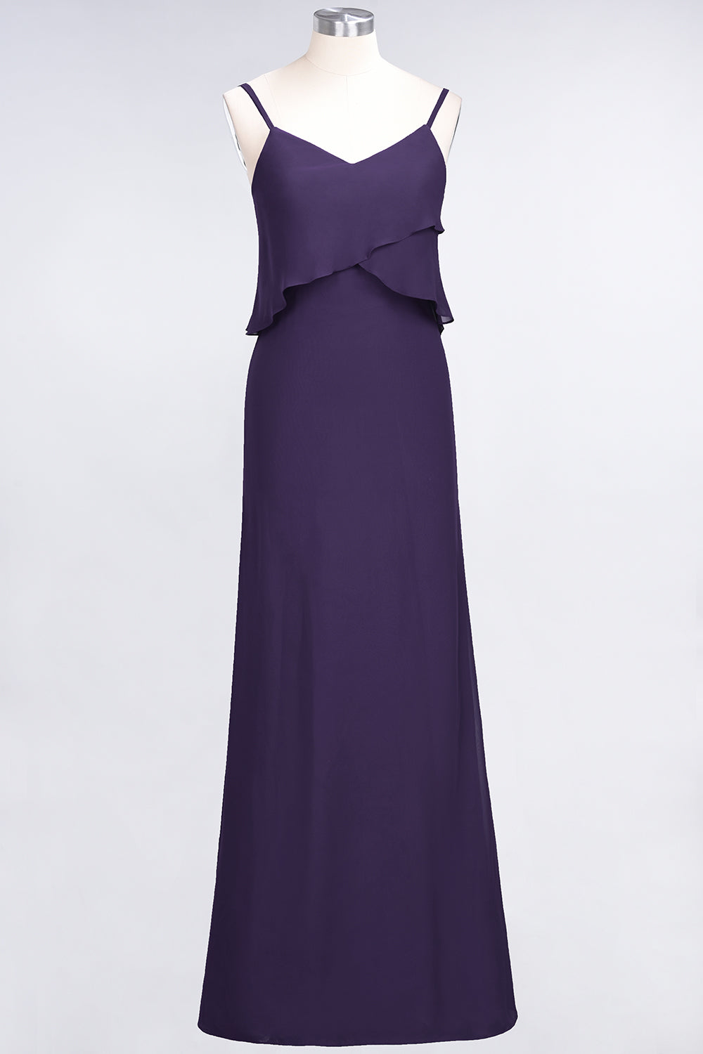 Affordable Spaghetti-Straps V-Neck Burgundy Chiffon Bridesmaid dresses - Fashionpara