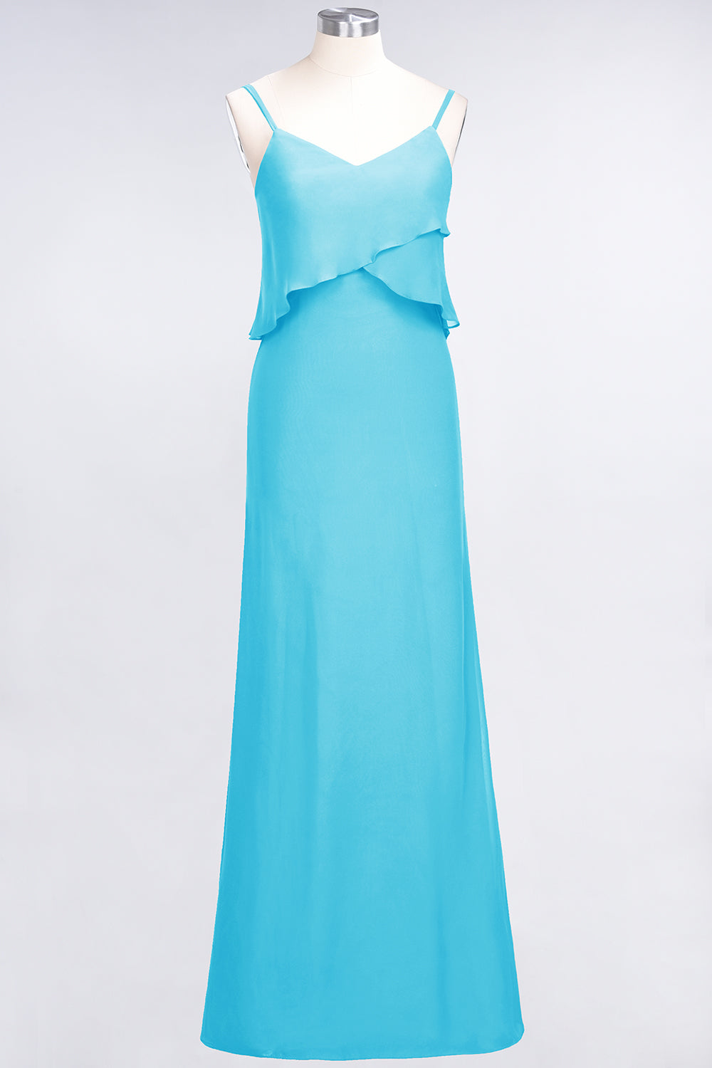 Affordable Spaghetti-Straps V-Neck Burgundy Chiffon Bridesmaid dresses - Fashionpara