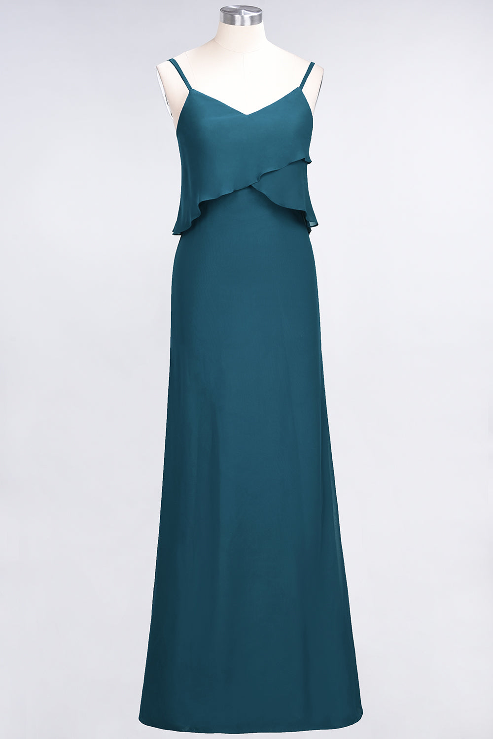 Affordable Spaghetti-Straps V-Neck Burgundy Chiffon Bridesmaid dresses - Fashionpara