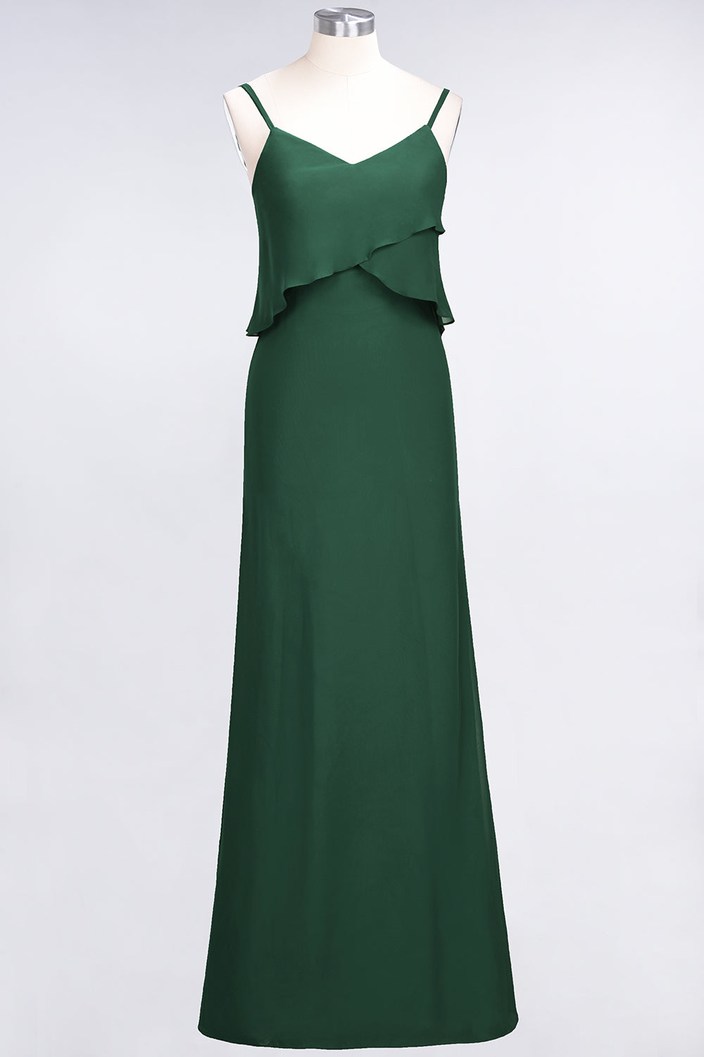 Affordable Spaghetti-Straps V-Neck Burgundy Chiffon Bridesmaid dresses - Fashionpara
