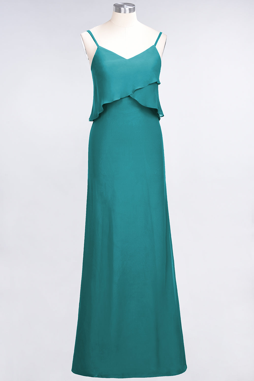 Affordable Spaghetti-Straps V-Neck Burgundy Chiffon Bridesmaid dresses - Fashionpara