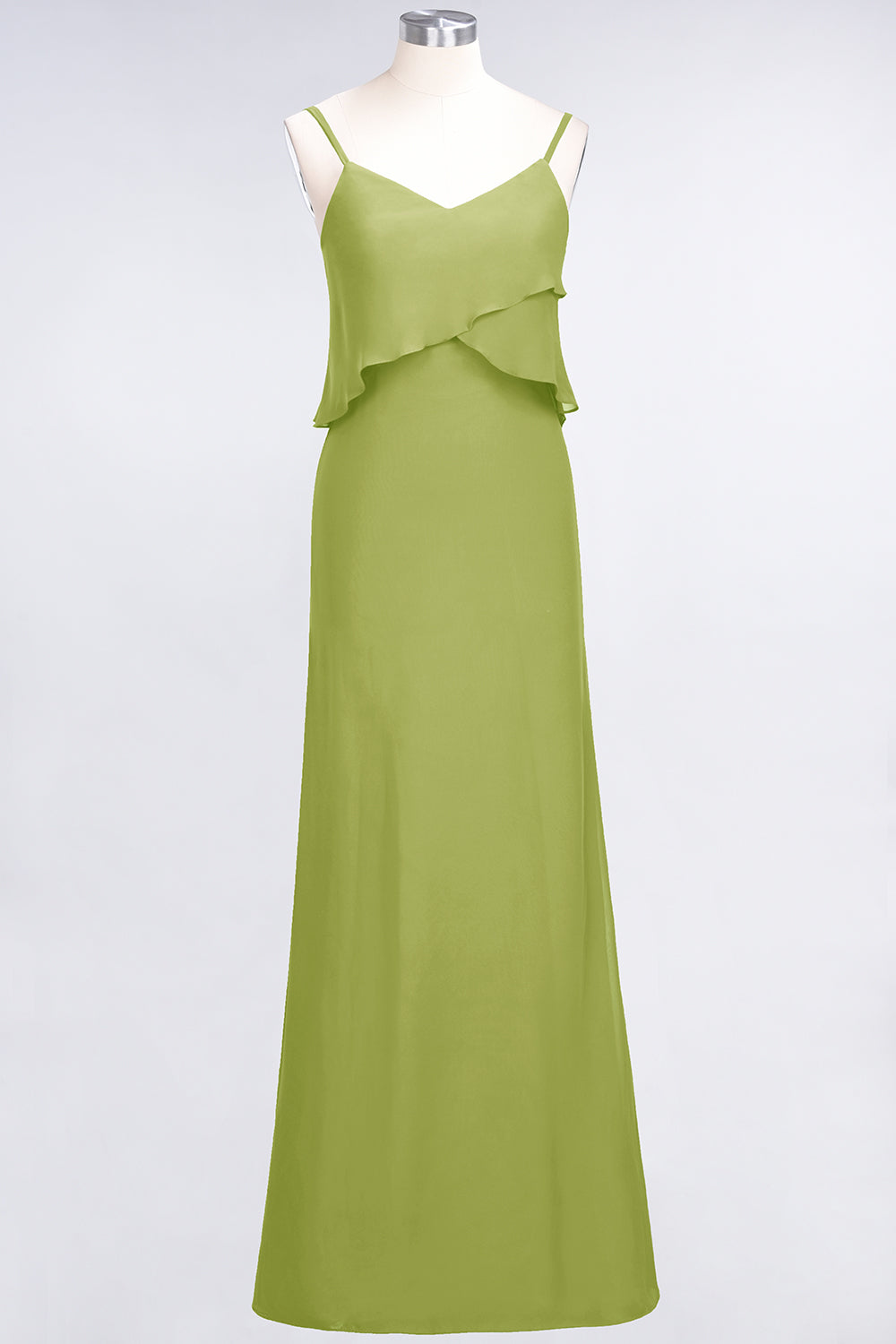 Affordable Spaghetti-Straps V-Neck Burgundy Chiffon Bridesmaid dresses - Fashionpara