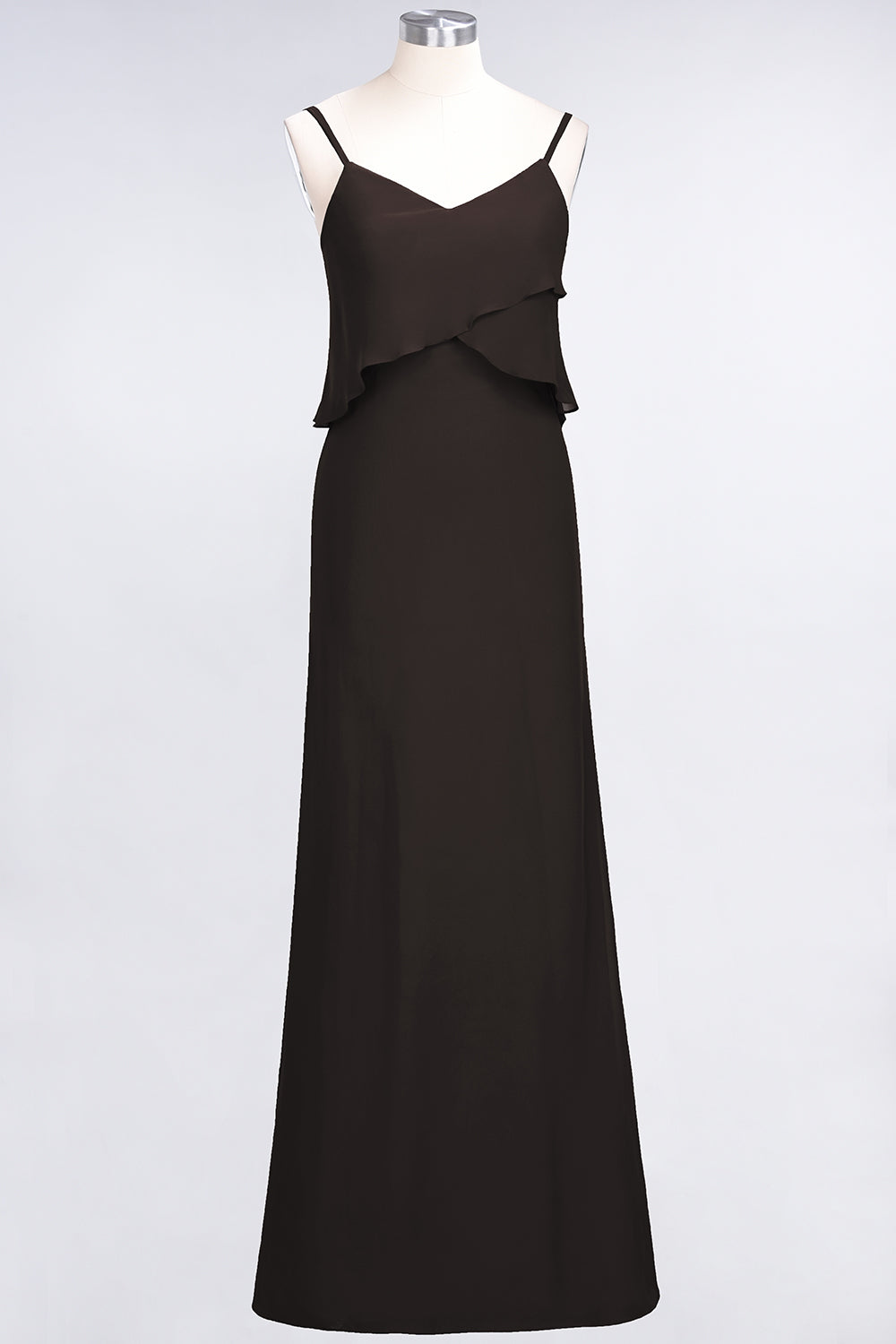 Affordable Spaghetti-Straps V-Neck Burgundy Chiffon Bridesmaid dresses - Fashionpara