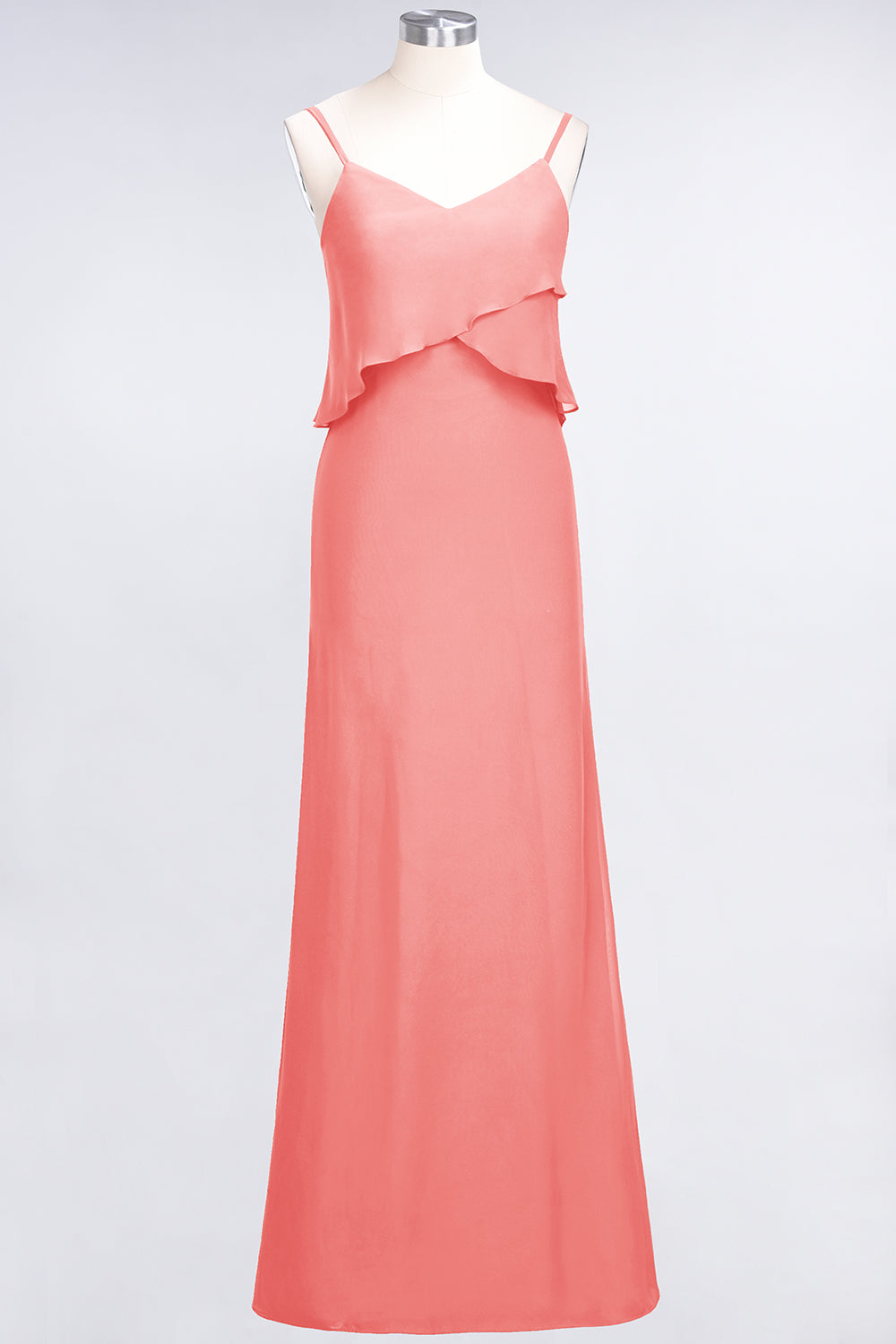 Affordable Spaghetti-Straps V-Neck Burgundy Chiffon Bridesmaid dresses - Fashionpara