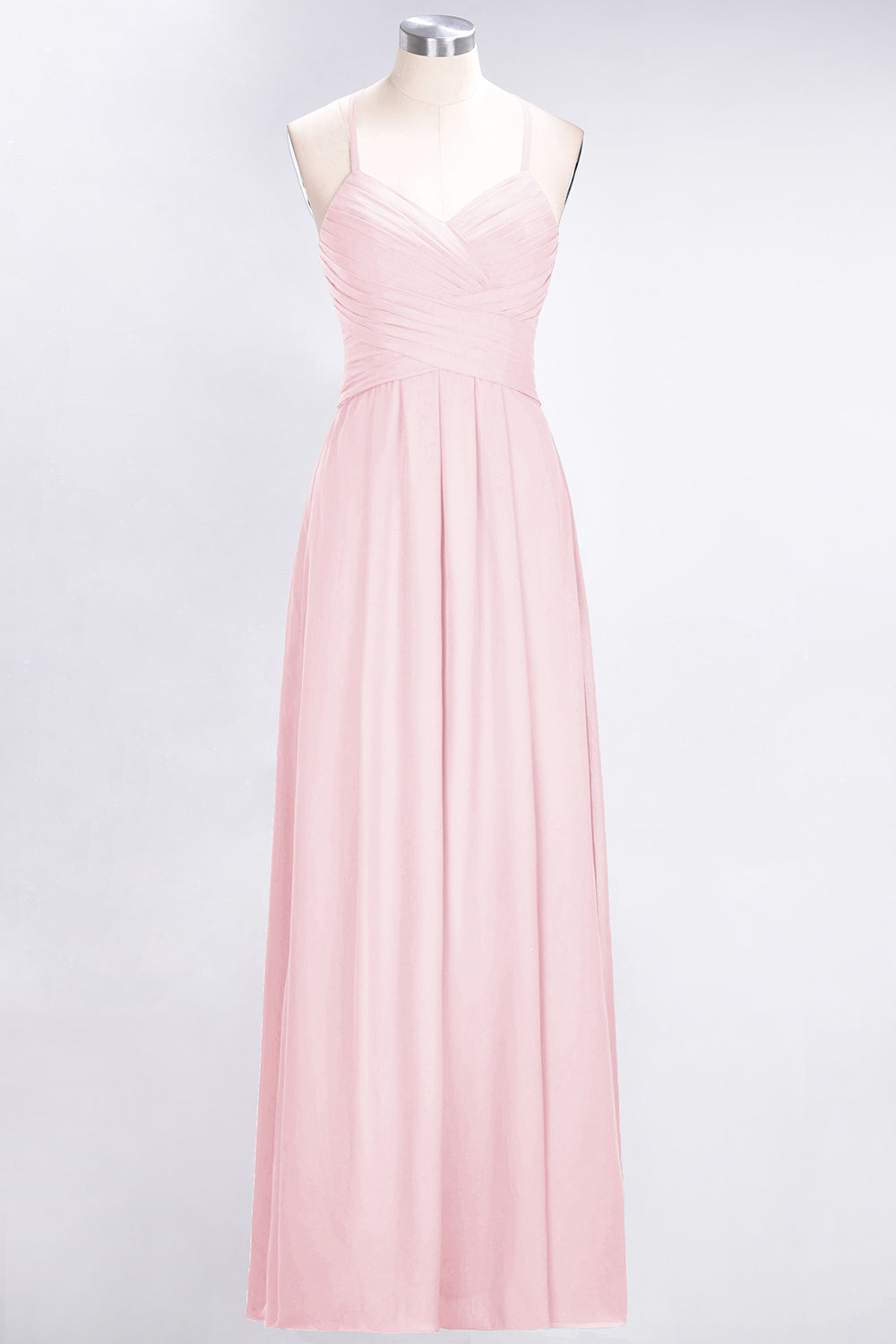 Affordable Spaghetti Straps V-Neck Burgundy Chiffon Bridesmaid Dresses with Keyhole Back - Fashionpara