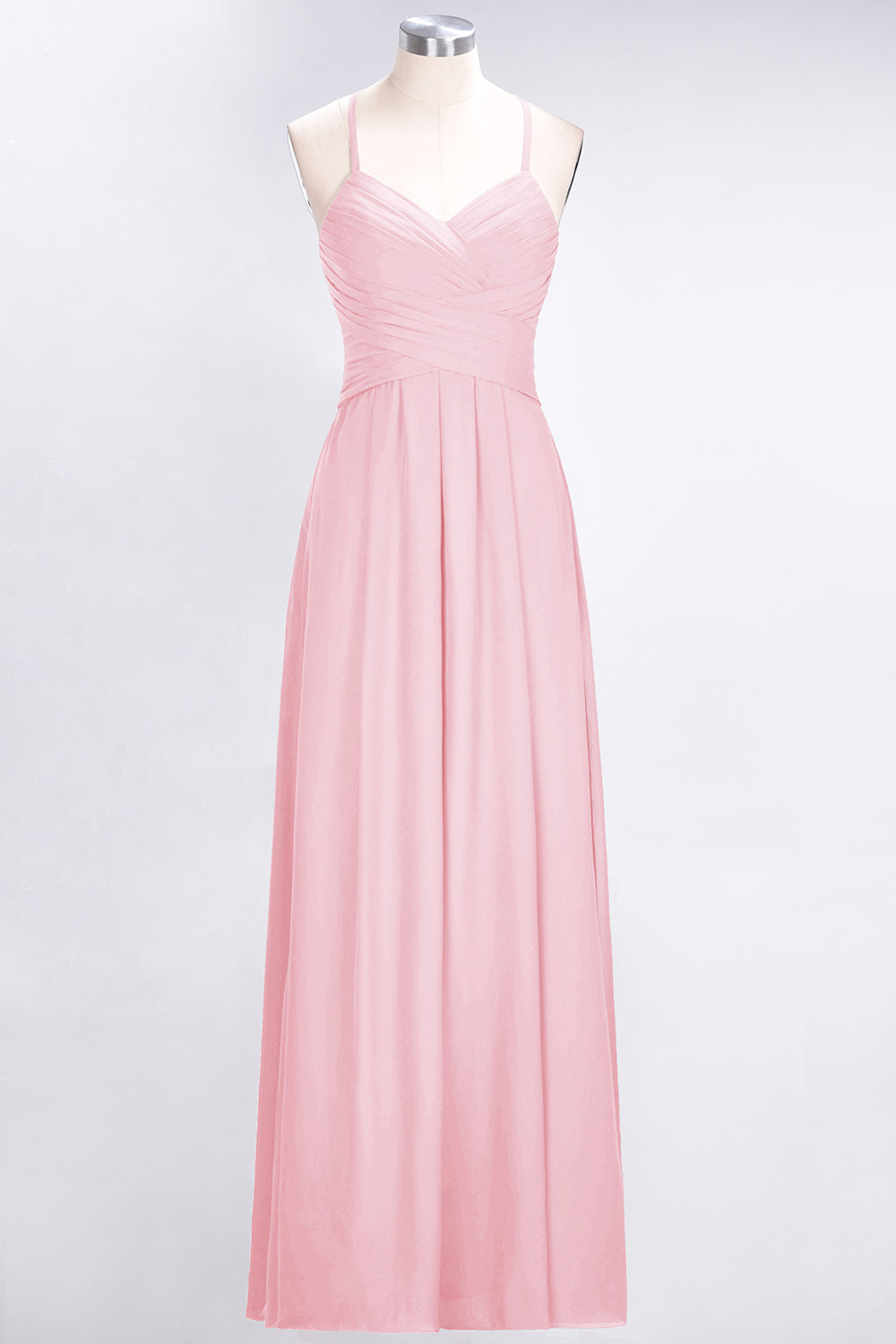 Affordable Spaghetti Straps V-Neck Burgundy Chiffon Bridesmaid Dresses with Keyhole Back - Fashionpara