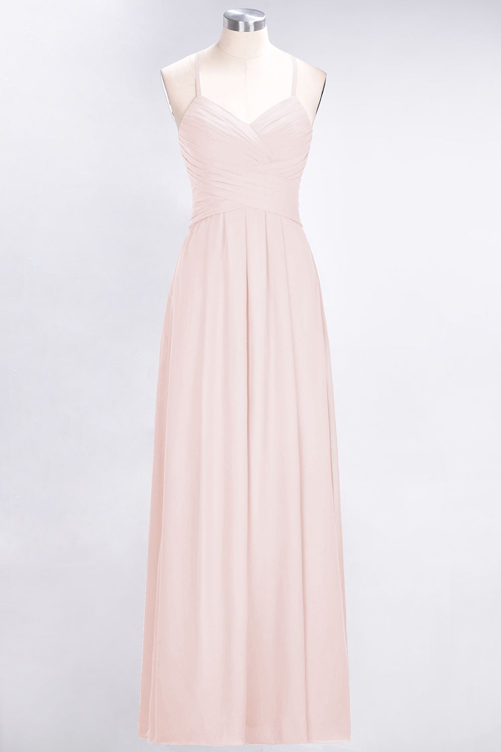 Affordable Spaghetti Straps V-Neck Burgundy Chiffon Bridesmaid Dresses with Keyhole Back - Fashionpara