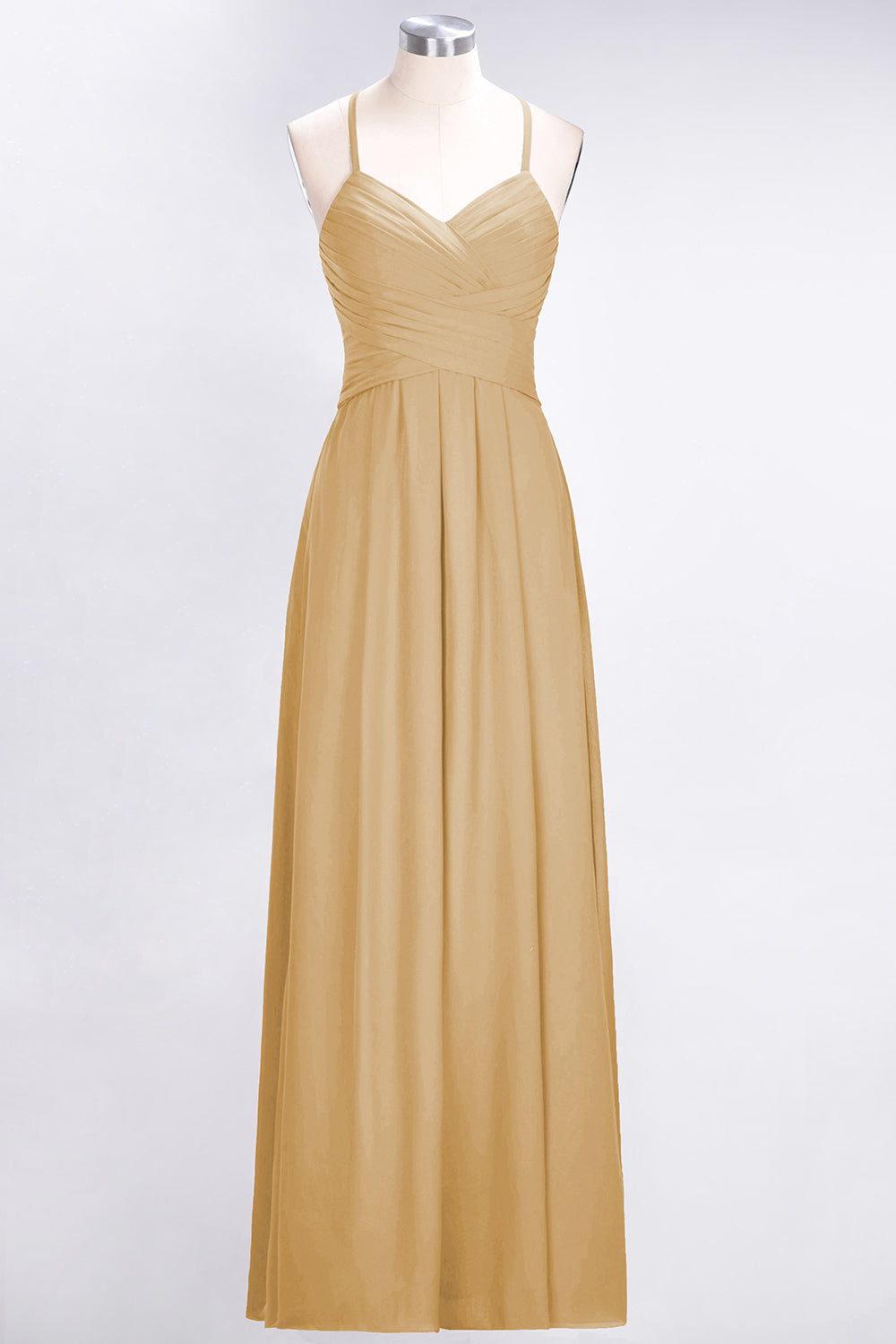 Affordable Spaghetti Straps V-Neck Burgundy Chiffon Bridesmaid Dresses with Keyhole Back - Fashionpara
