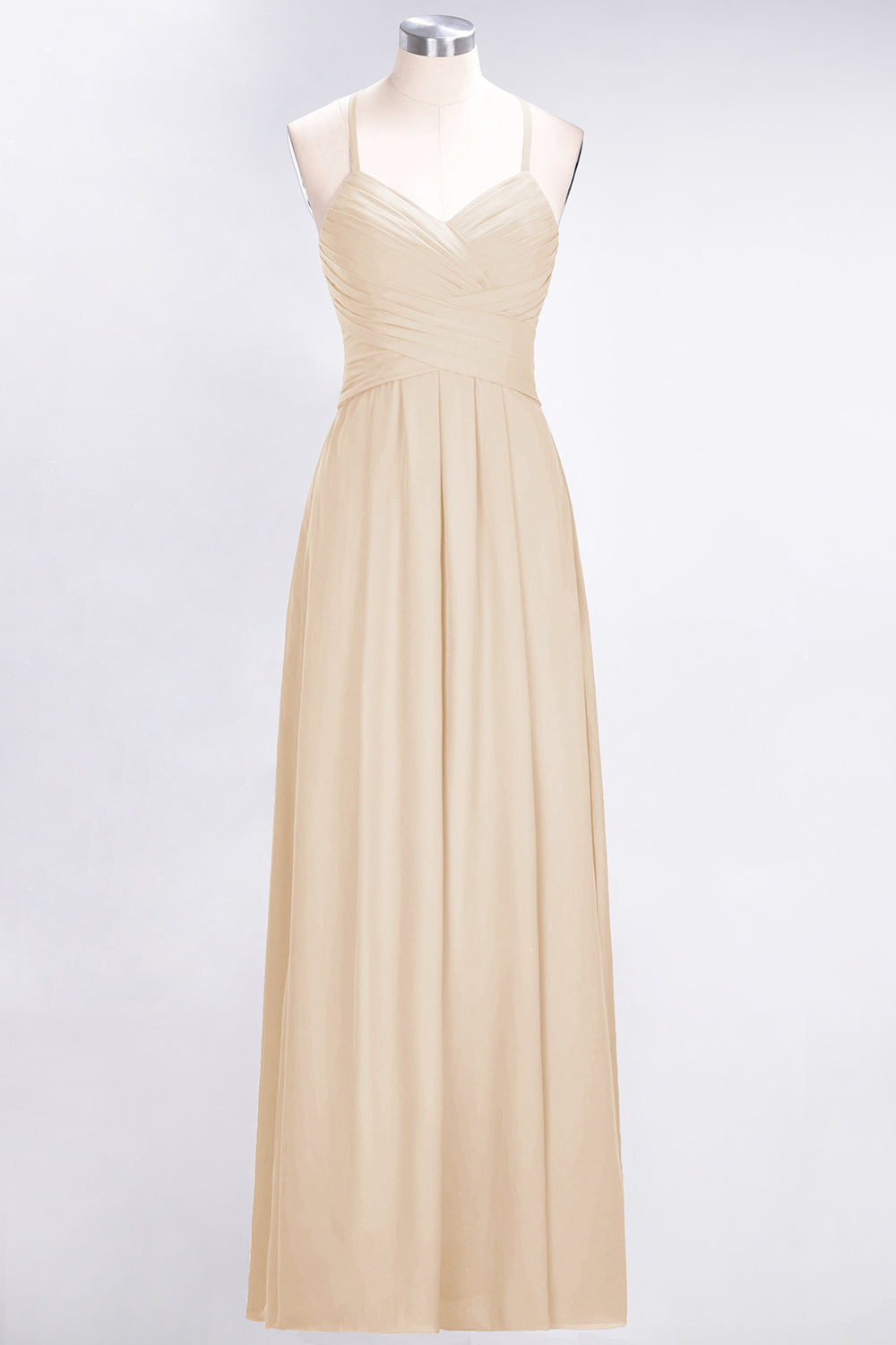 Affordable Spaghetti Straps V-Neck Burgundy Chiffon Bridesmaid Dresses with Keyhole Back - Fashionpara