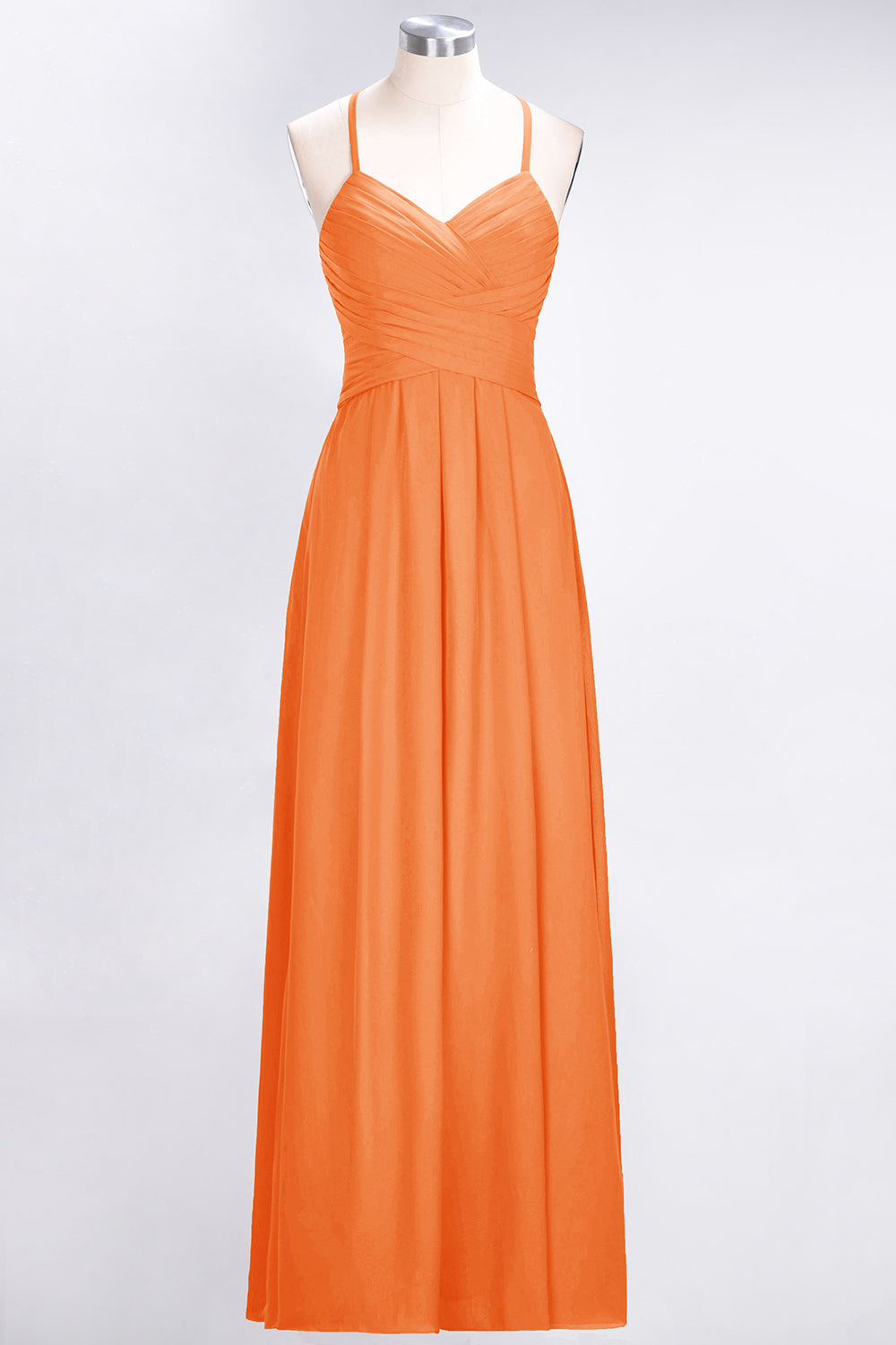 Affordable Spaghetti Straps V-Neck Burgundy Chiffon Bridesmaid Dresses with Keyhole Back - Fashionpara