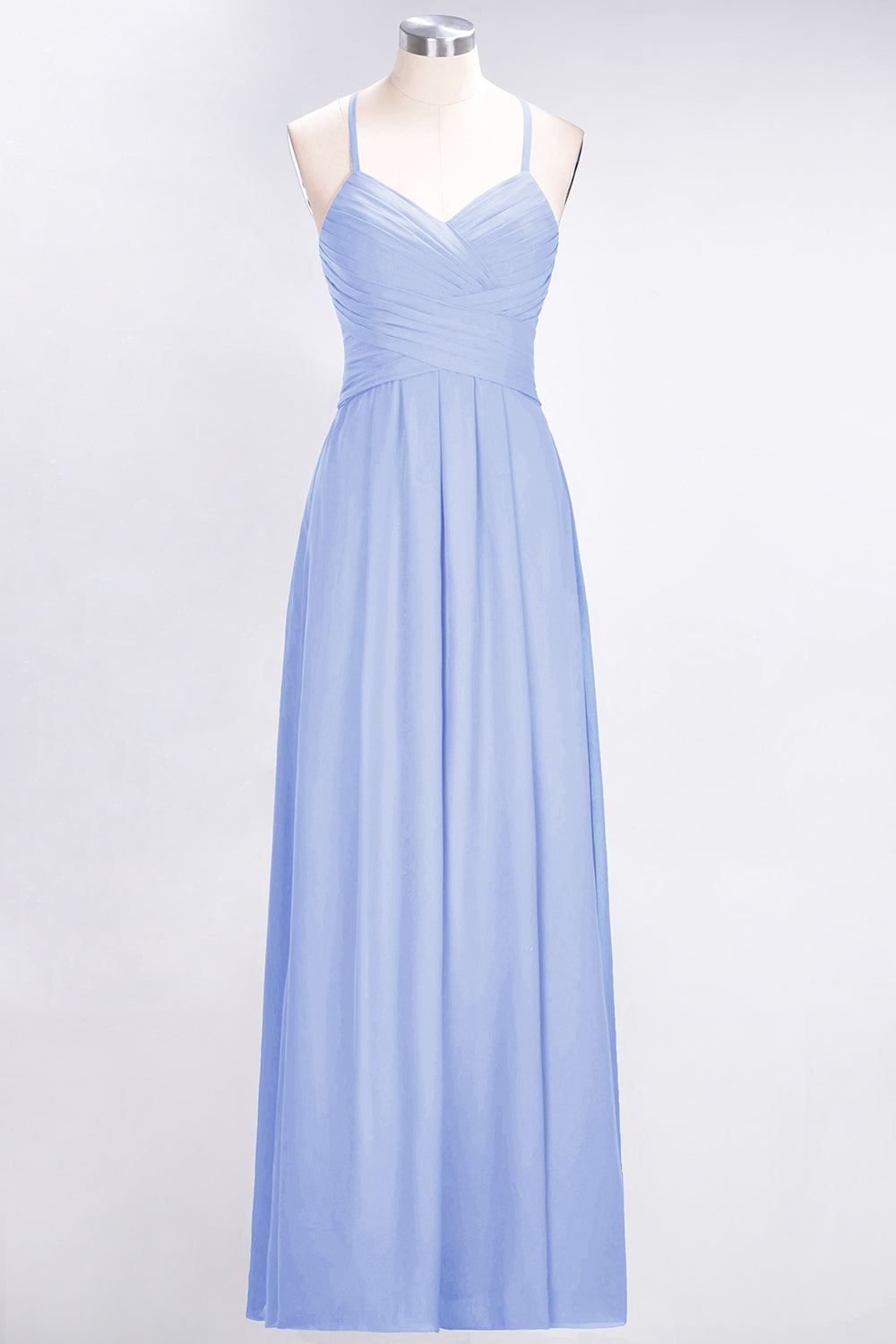 Affordable Spaghetti Straps V-Neck Burgundy Chiffon Bridesmaid Dresses with Keyhole Back - Fashionpara