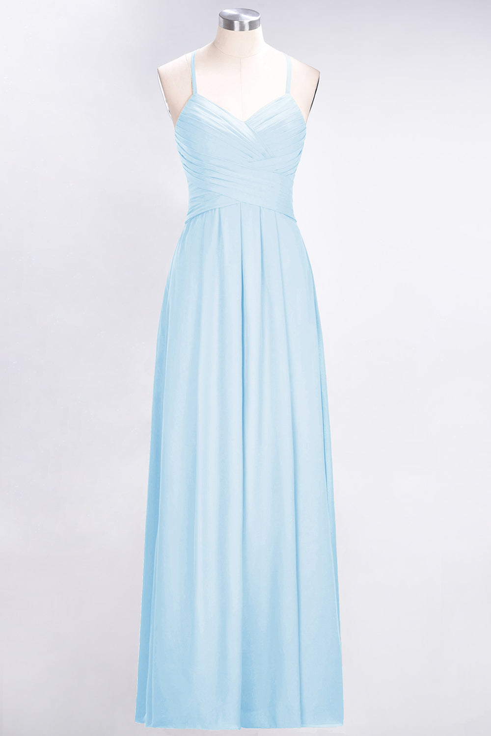 Affordable Spaghetti Straps V-Neck Burgundy Chiffon Bridesmaid Dresses with Keyhole Back - Fashionpara