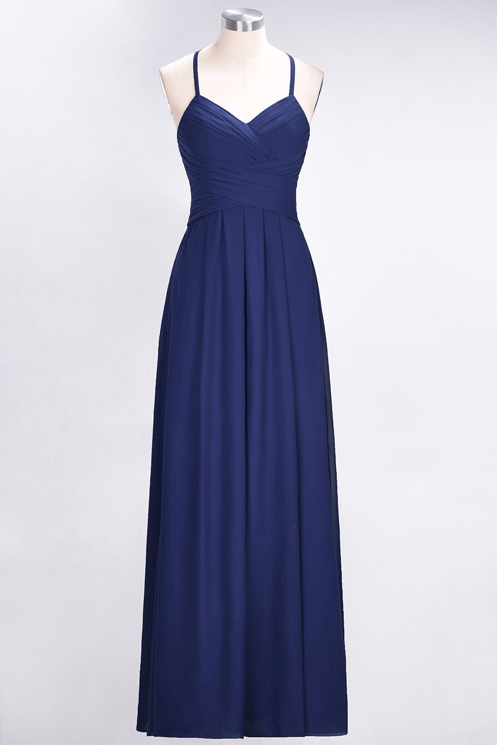 Affordable Spaghetti Straps V-Neck Burgundy Chiffon Bridesmaid Dresses with Keyhole Back