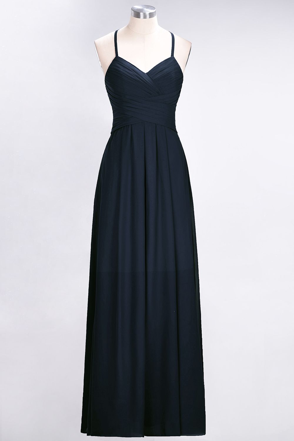 Affordable Spaghetti Straps V-Neck Burgundy Chiffon Bridesmaid Dresses with Keyhole Back