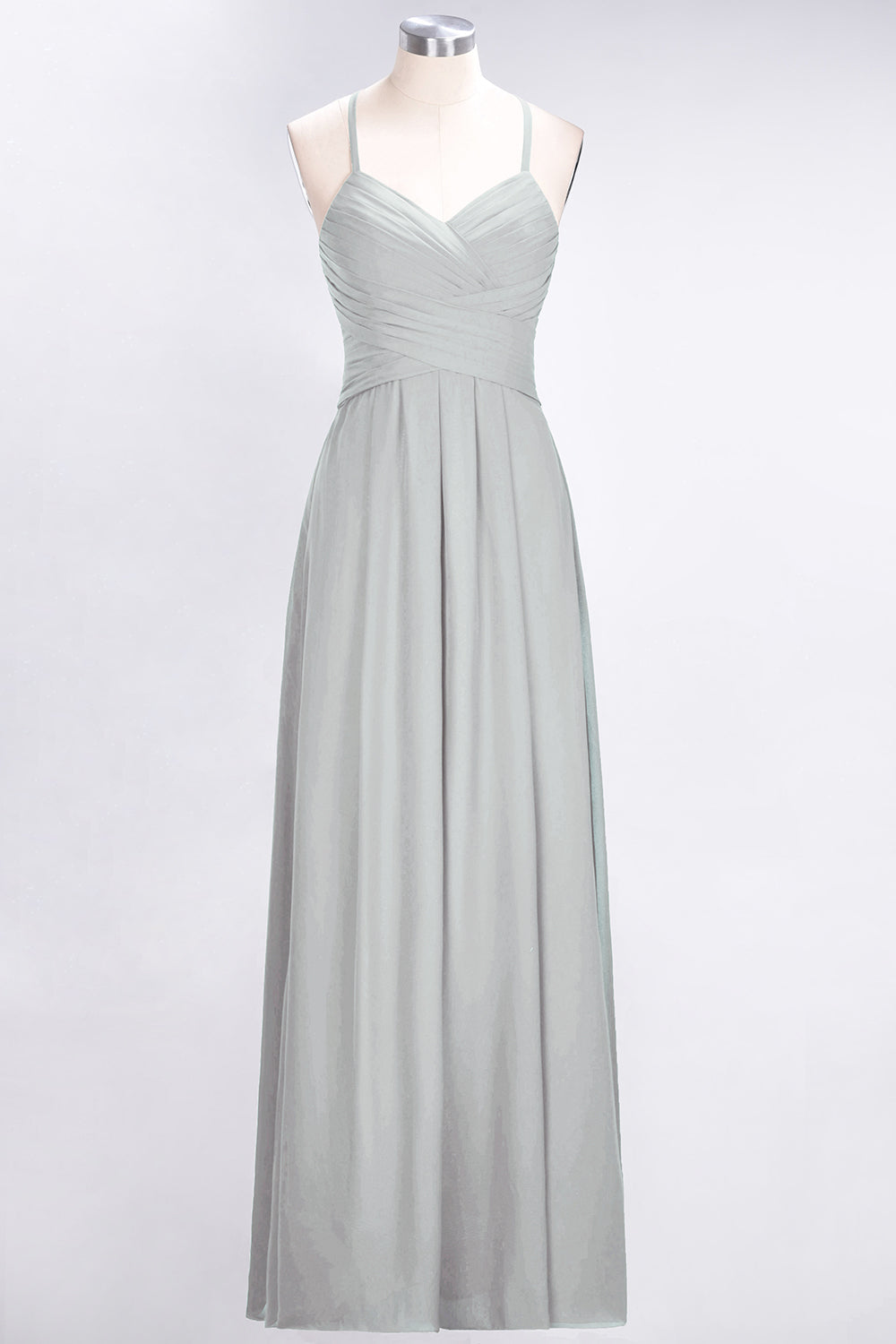 Affordable Spaghetti Straps V-Neck Burgundy Chiffon Bridesmaid Dresses with Keyhole Back