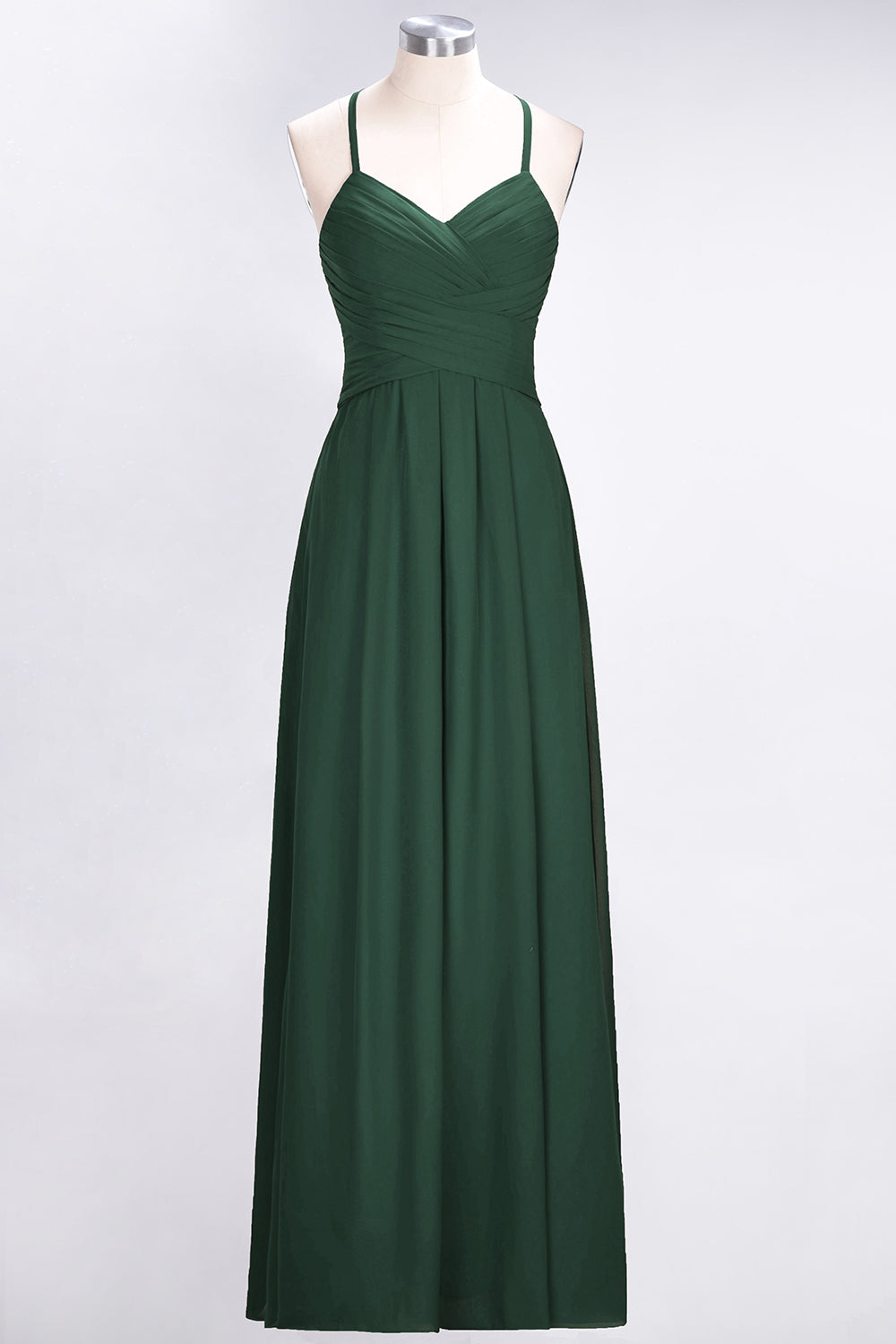 Affordable Spaghetti Straps V-Neck Burgundy Chiffon Bridesmaid Dresses with Keyhole Back