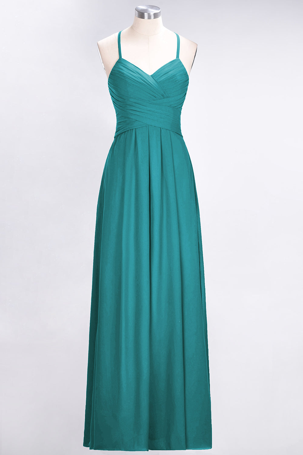 Affordable Spaghetti Straps V-Neck Burgundy Chiffon Bridesmaid Dresses with Keyhole Back