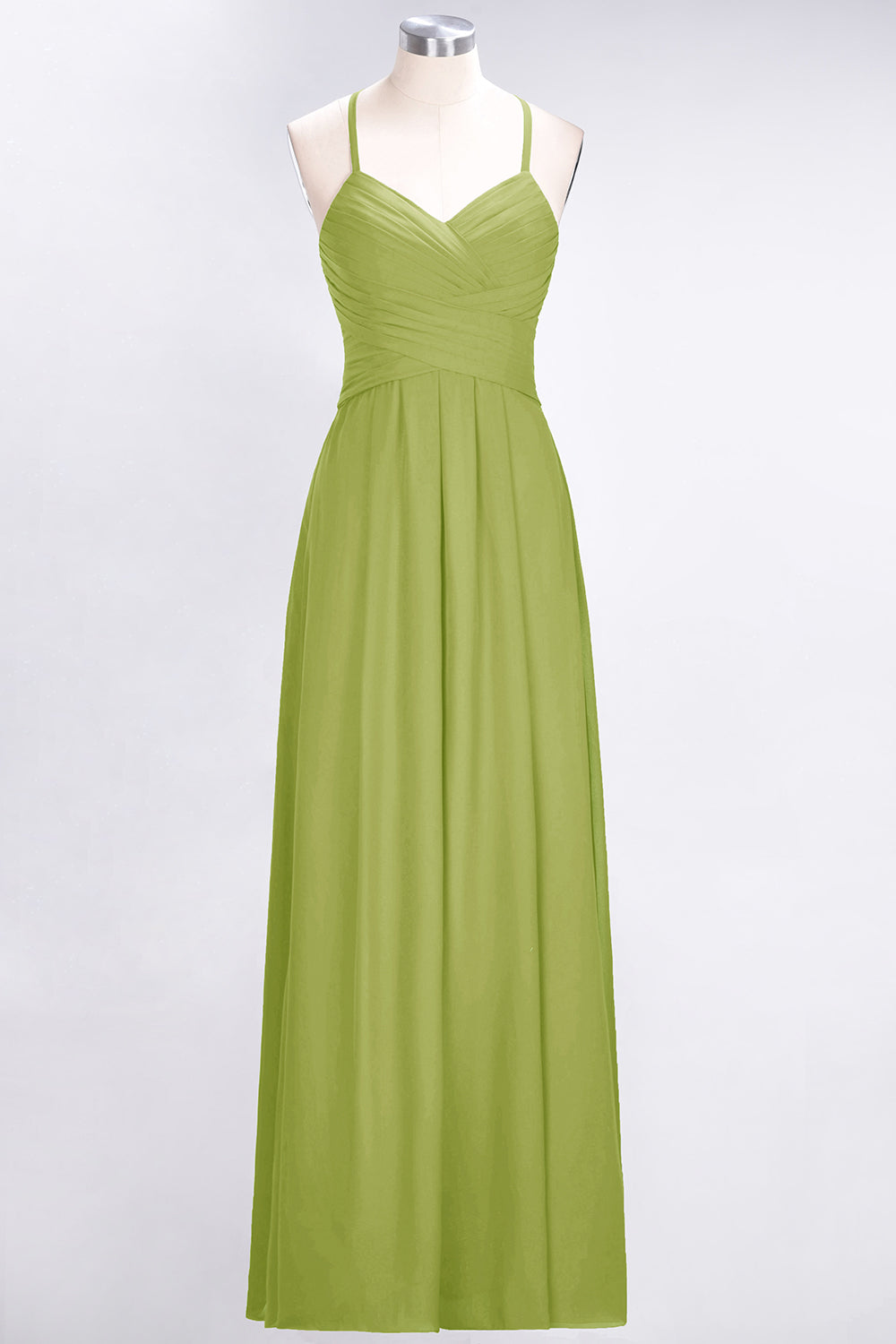 Affordable Spaghetti Straps V-Neck Burgundy Chiffon Bridesmaid Dresses with Keyhole Back
