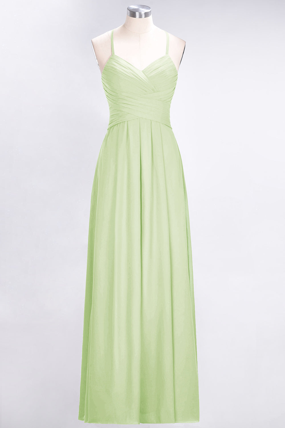 Affordable Spaghetti Straps V-Neck Burgundy Chiffon Bridesmaid Dresses with Keyhole Back