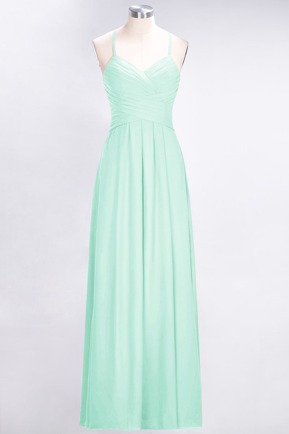 Affordable Spaghetti Straps V-Neck Burgundy Chiffon Bridesmaid Dresses with Keyhole Back