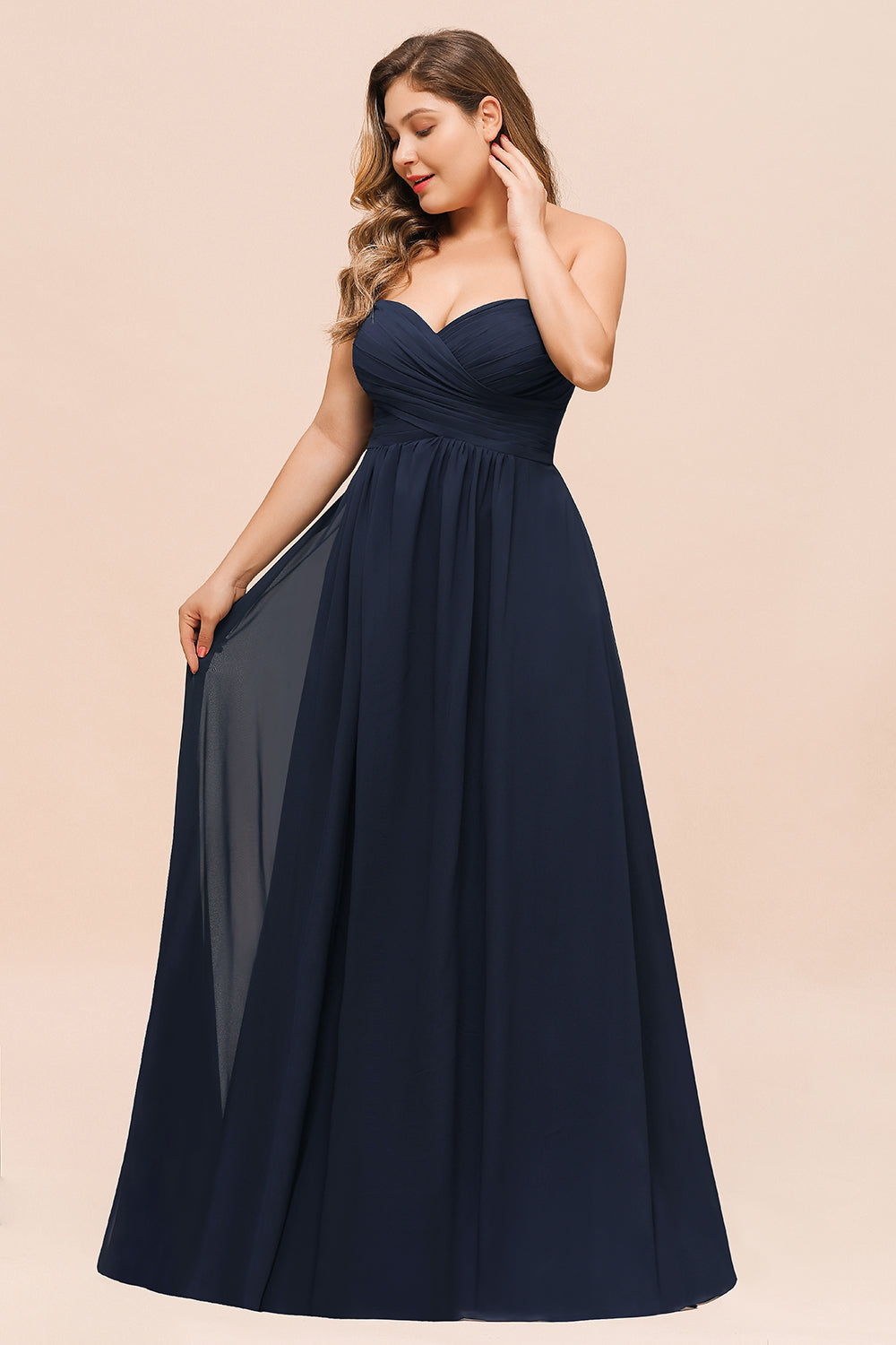 Affordable Strapless Sweetheart Long Bridesmaid Dresses with Ruffle - Fashionpara