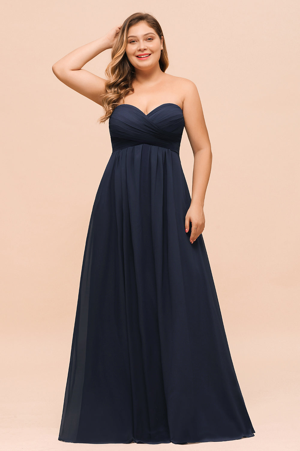 Affordable Strapless Sweetheart Long Bridesmaid Dresses with Ruffle - Fashionpara