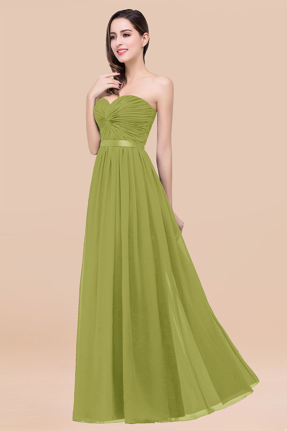 Affordable Sweetheart Ruffle Navy Chiffon Bridesmaid Dresses With Ribbon