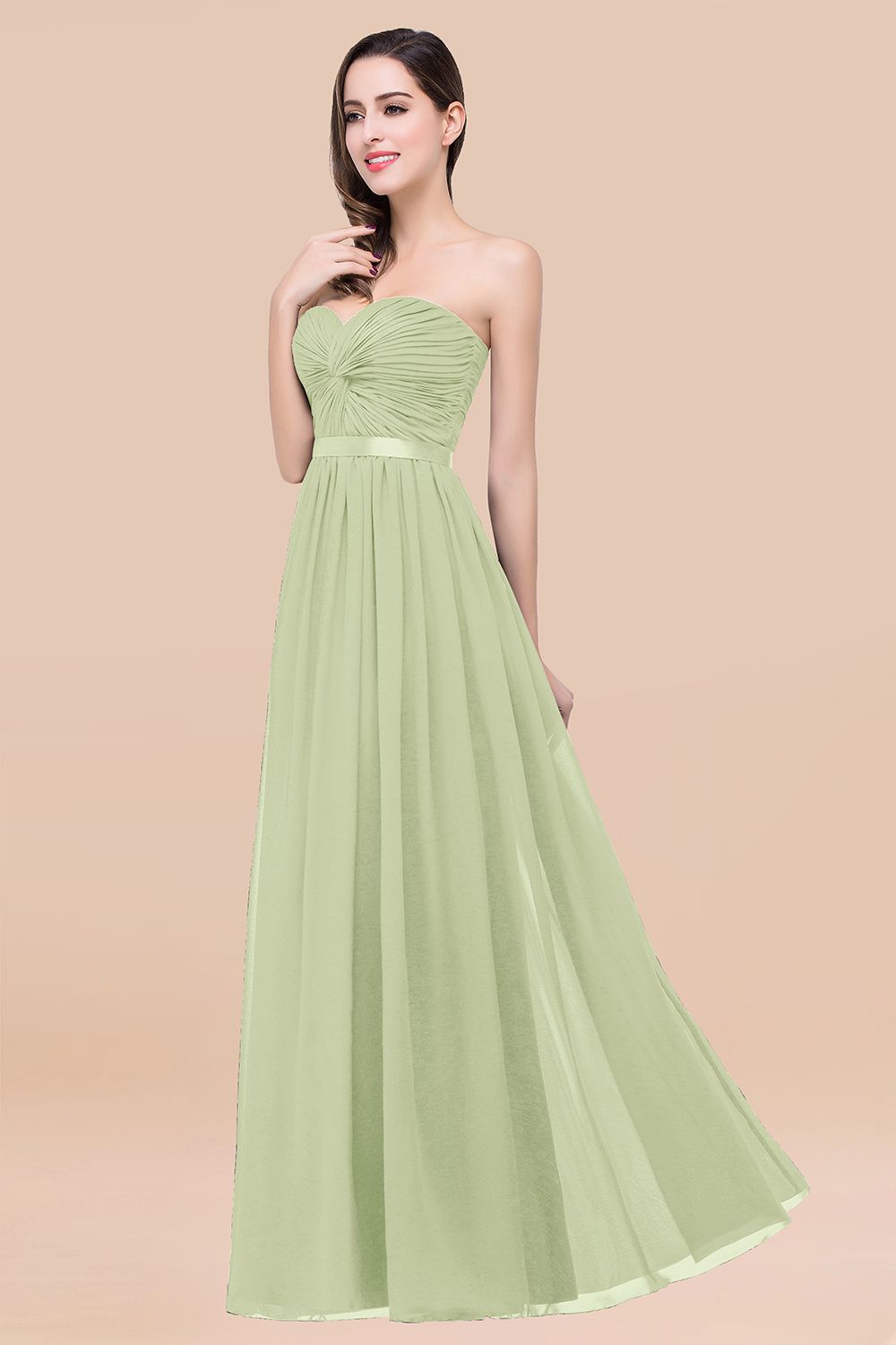 Affordable Sweetheart Ruffle Navy Chiffon Bridesmaid Dresses With Ribbon
