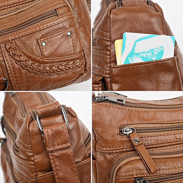 Multiple Crossbody with Vintage Leather Faux Bag