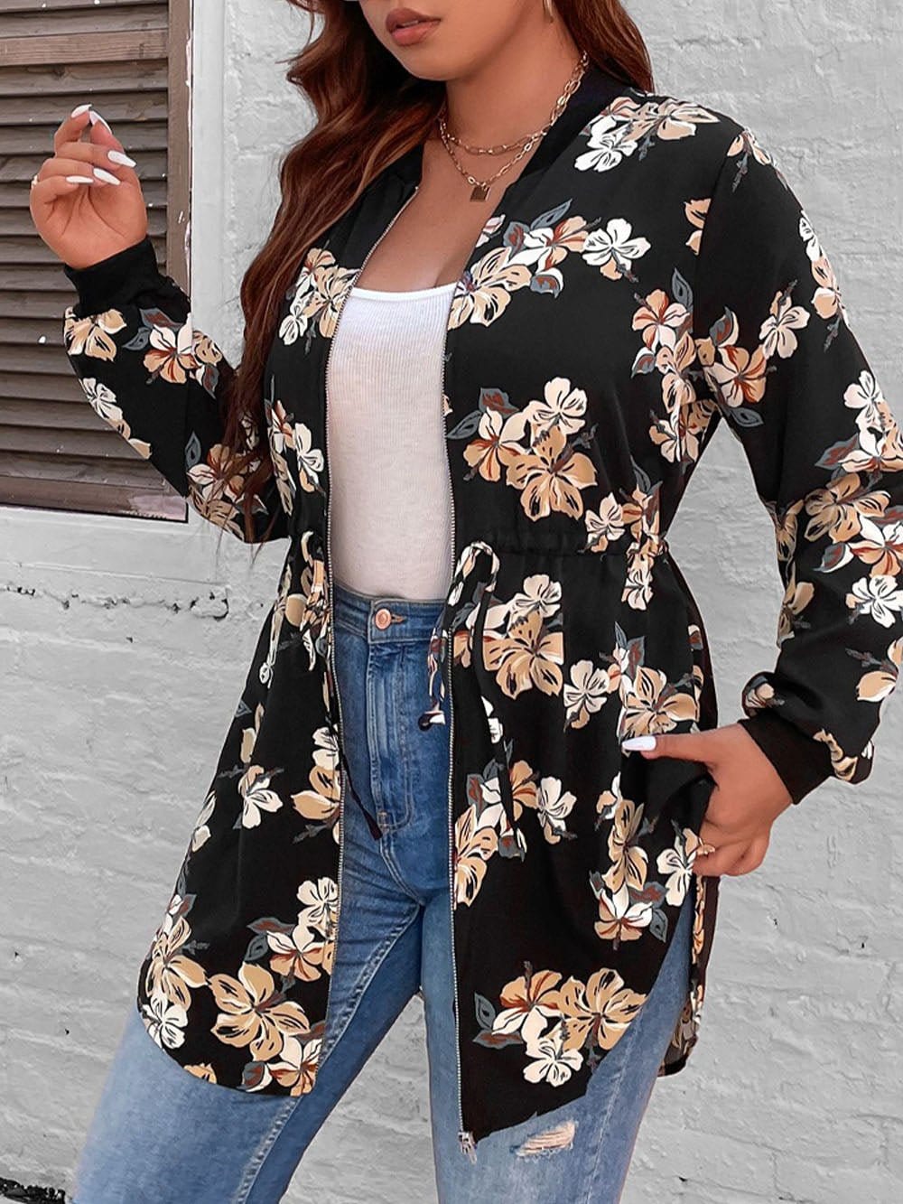 Trench Floral Jacket - Fashionpara