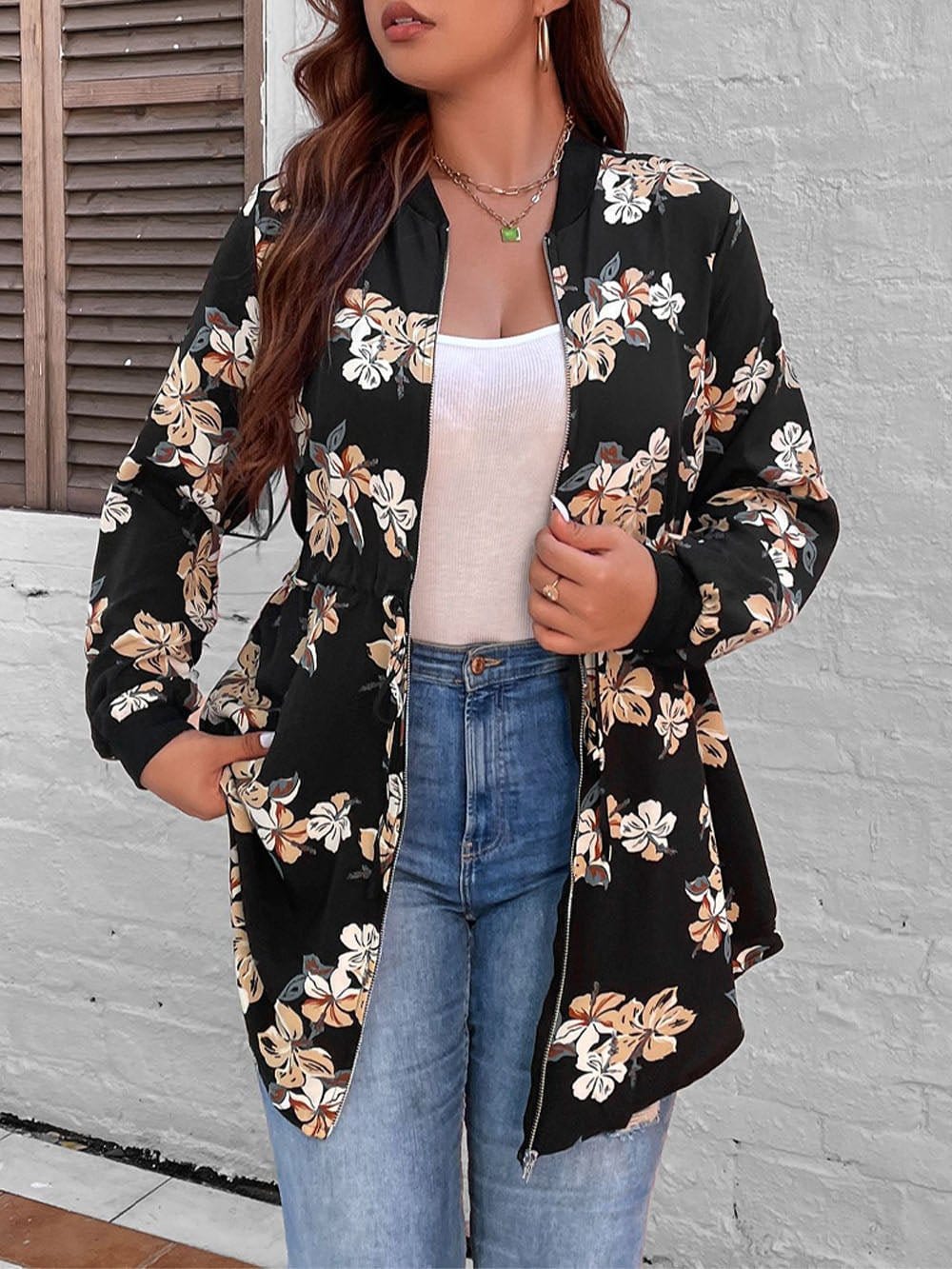 Trench Floral Jacket - Fashionpara