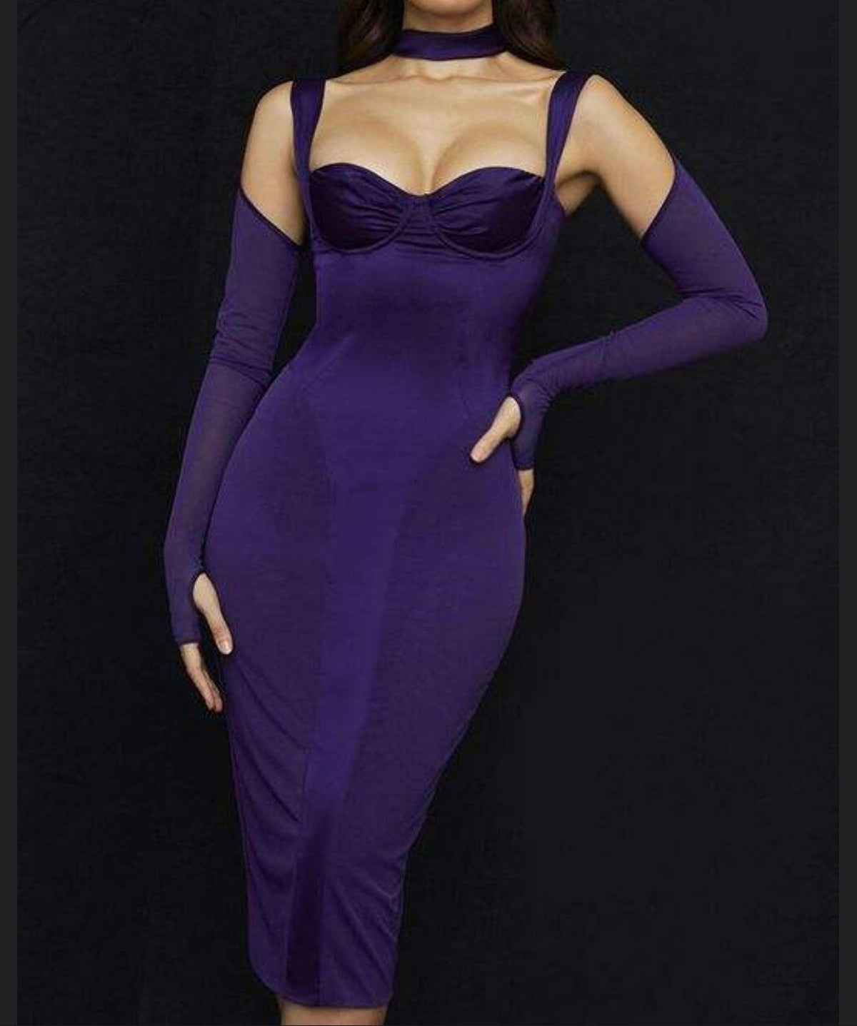 Satin Sweetheart Bustier Bodycon Midi Dress