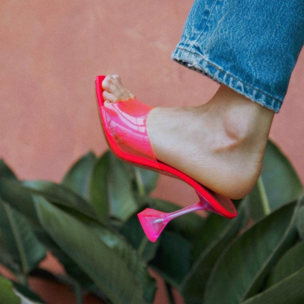 Moonchild Perspex Square Toe Heeled Sandals