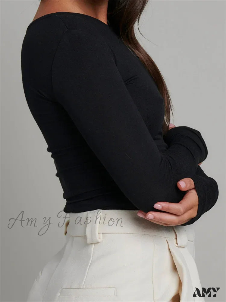 Amy Fashion - Elegant Lace Patchwork Long Sleeve O-Neck Slim Fit T-shirts
