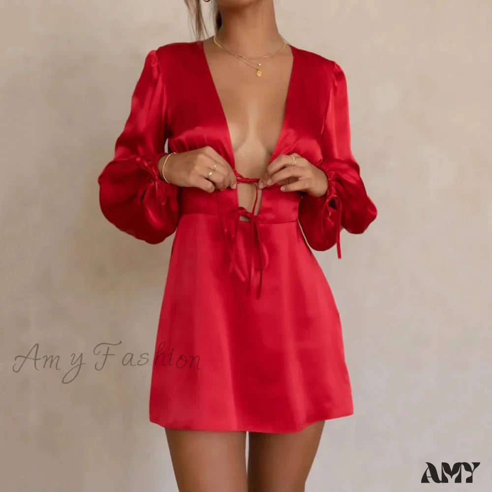 Puff Long Sleeve Slim Dresses 2