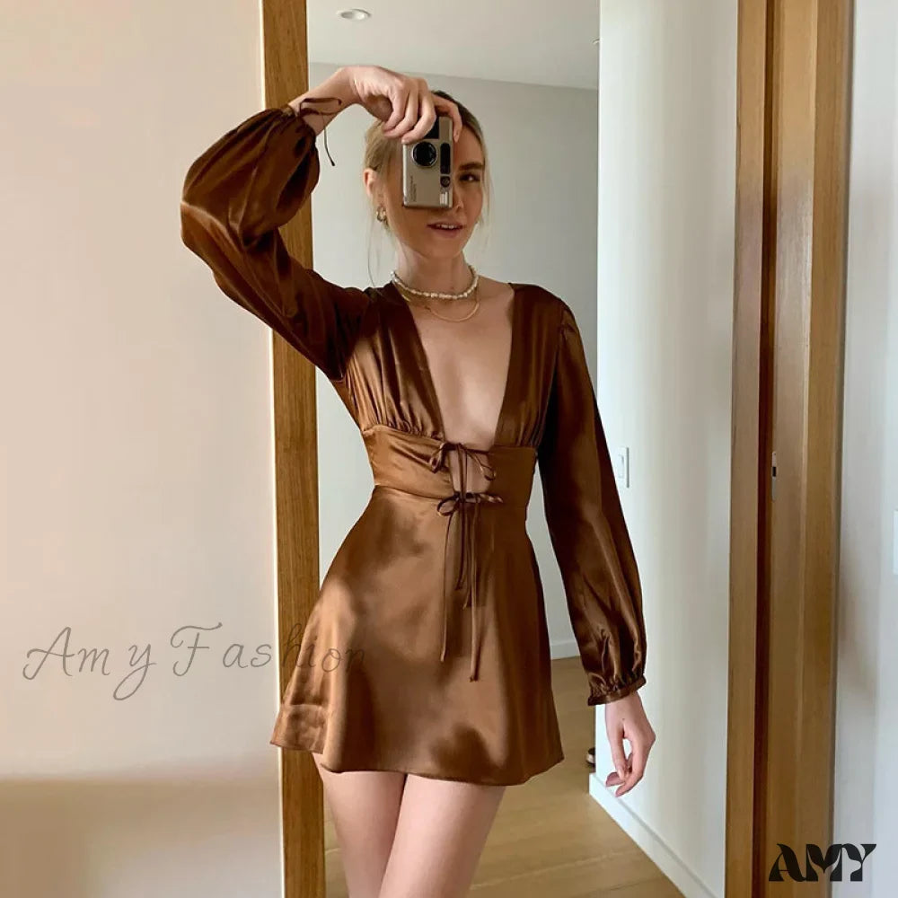 Puff Long Sleeve Slim Dresses 13