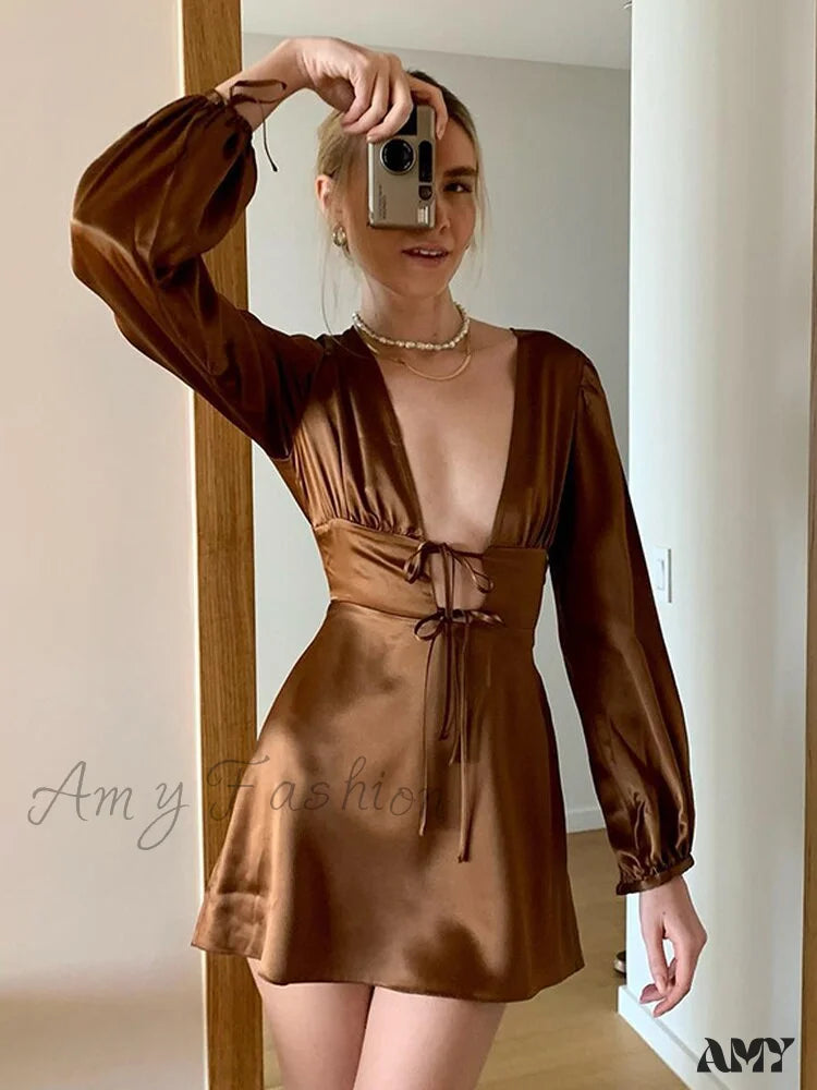 Puff Long Sleeve Slim Dresses 16
