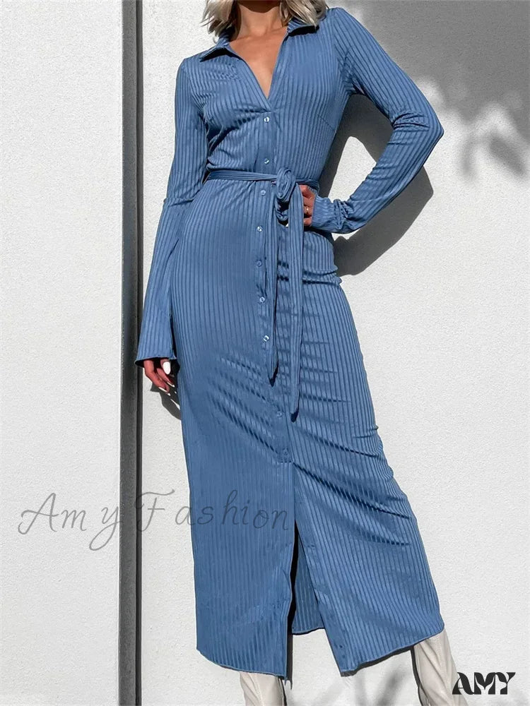 Amy Fashion - Elegant Women Sleeve Shirt Solid Casual Buttons Up Party Beach Cocktail Club Vestido Streetwear