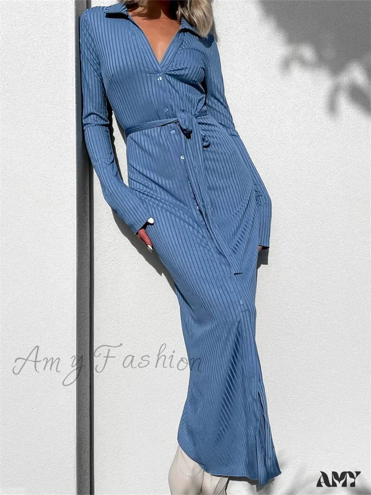 Amy Fashion - Elegant Women Sleeve Shirt Solid Casual Buttons Up Party Beach Cocktail Club Vestido Streetwear