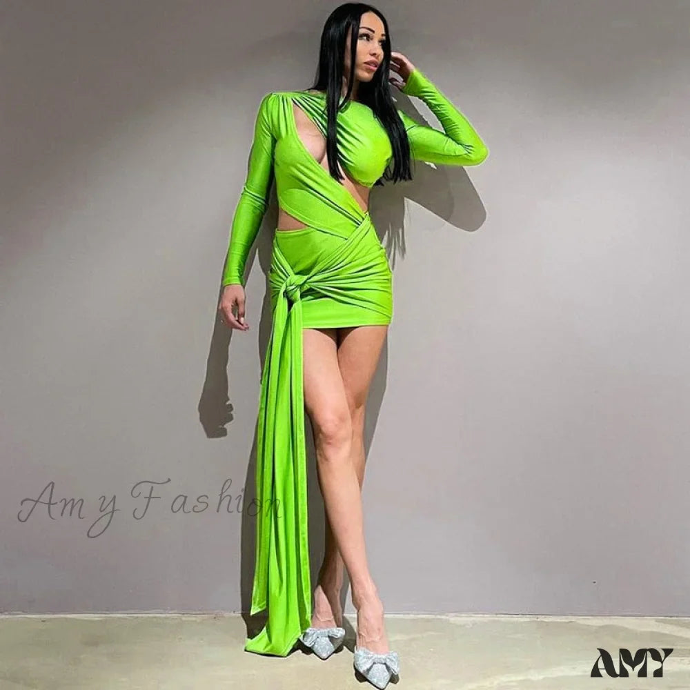 Twist-Knot Cutout Long-Sleeve Bodycon Maxi Dress 4