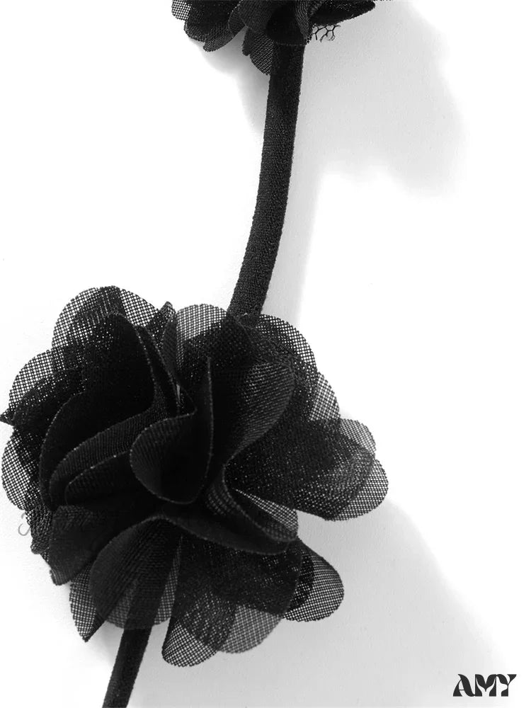 Amy Fashion - Satin Backless Spaghetti Strap for Women Sexy Backless 3D Flower Tassels Party Cocktail Y2K Vestidos
