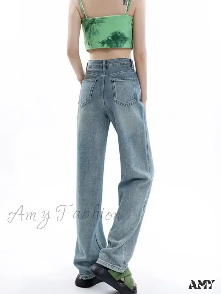 Amy Fashion - Vintage Harajuku Teenagers Y2k Aesthetic Clothing Autumn Baggy Jean