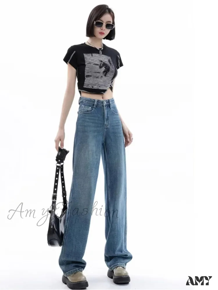 Amy Fashion - Vintage Harajuku Teenagers Y2k Aesthetic Clothing Autumn Baggy Jean