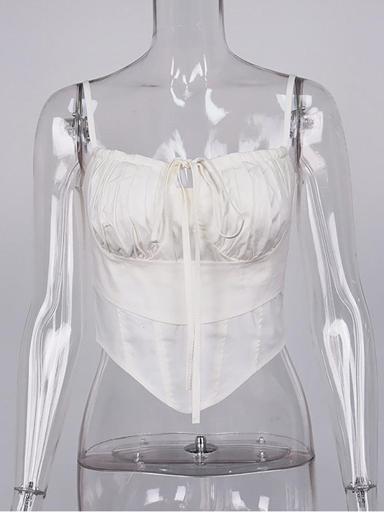 KittenAlarm - Angelu Lace Front Pleated Corset Top