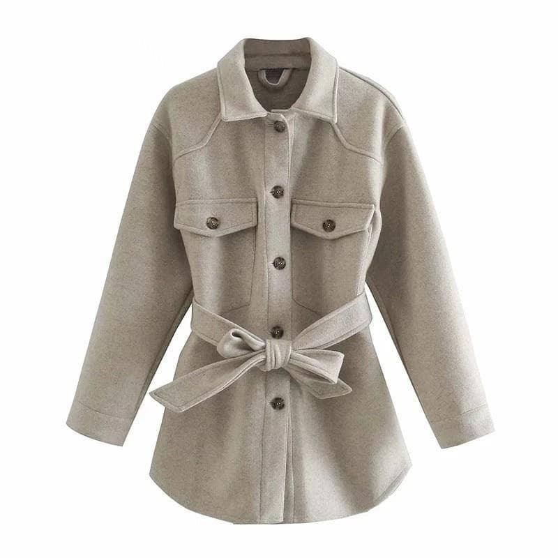 Shadya Belted Wool Shirt Coat 7